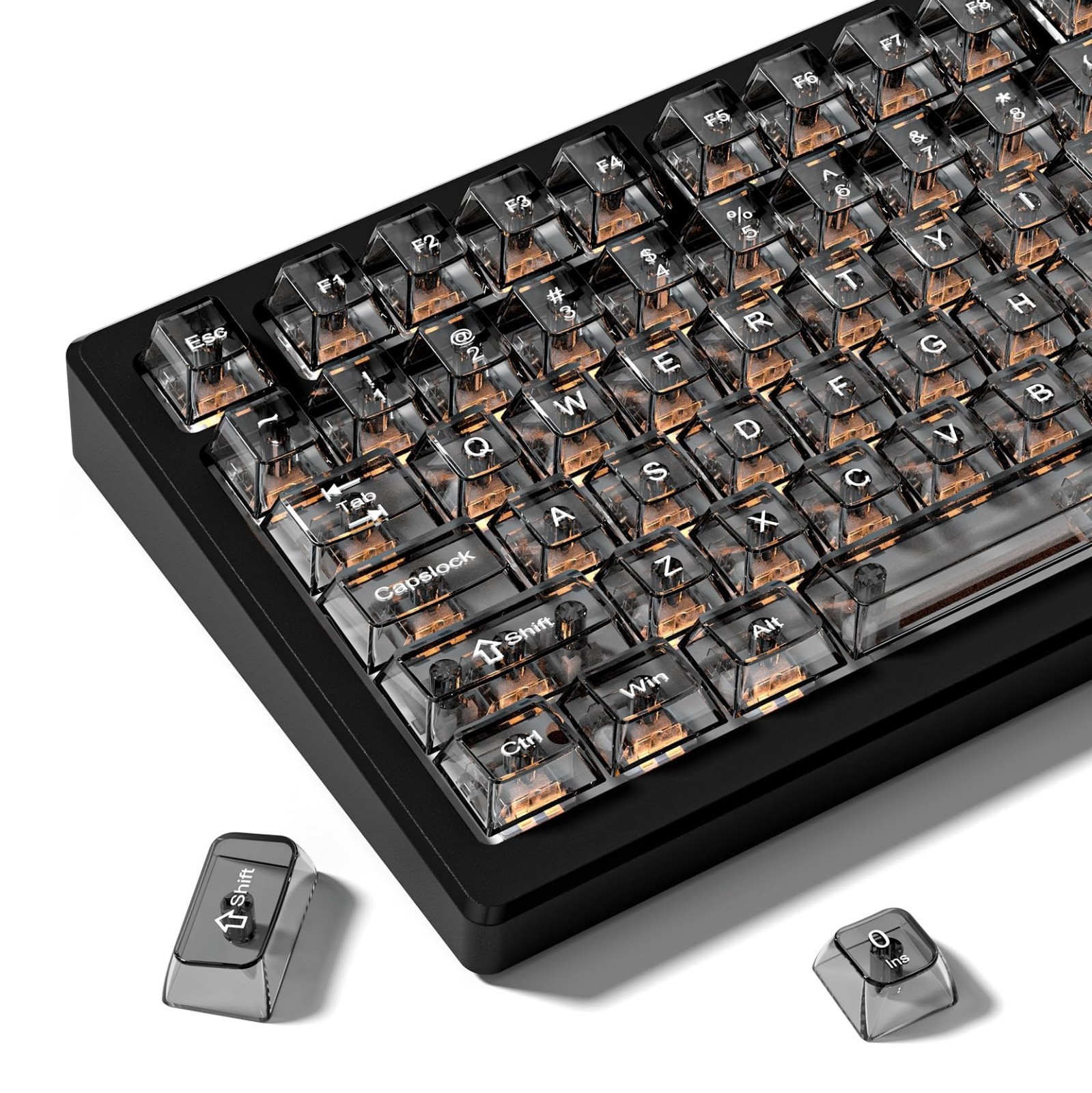Black Transparent Keycap Set for 60% 75% 100% Mechanical Keyboards