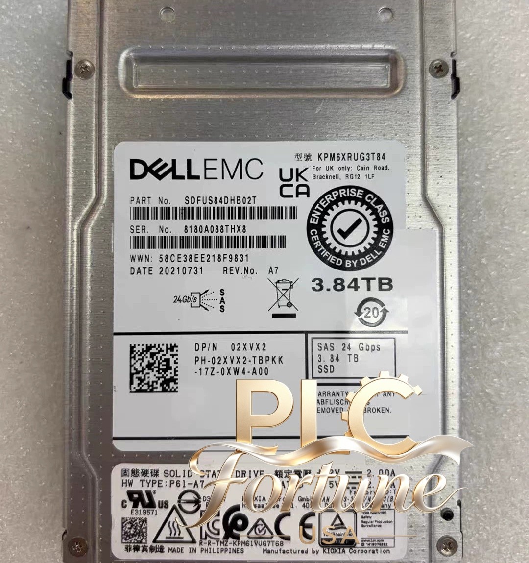 New DELL EMC 02XVX2 2XVX2 KPM6XRUG3T84 3.84TB SAS 24Gbps 2.5" Internal SSD