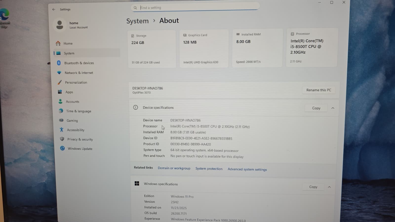 Dell OptiPlex 3070 Micro | i5 8500t | 8GB RAM | 256gb SSD |WIN 11| WIFI