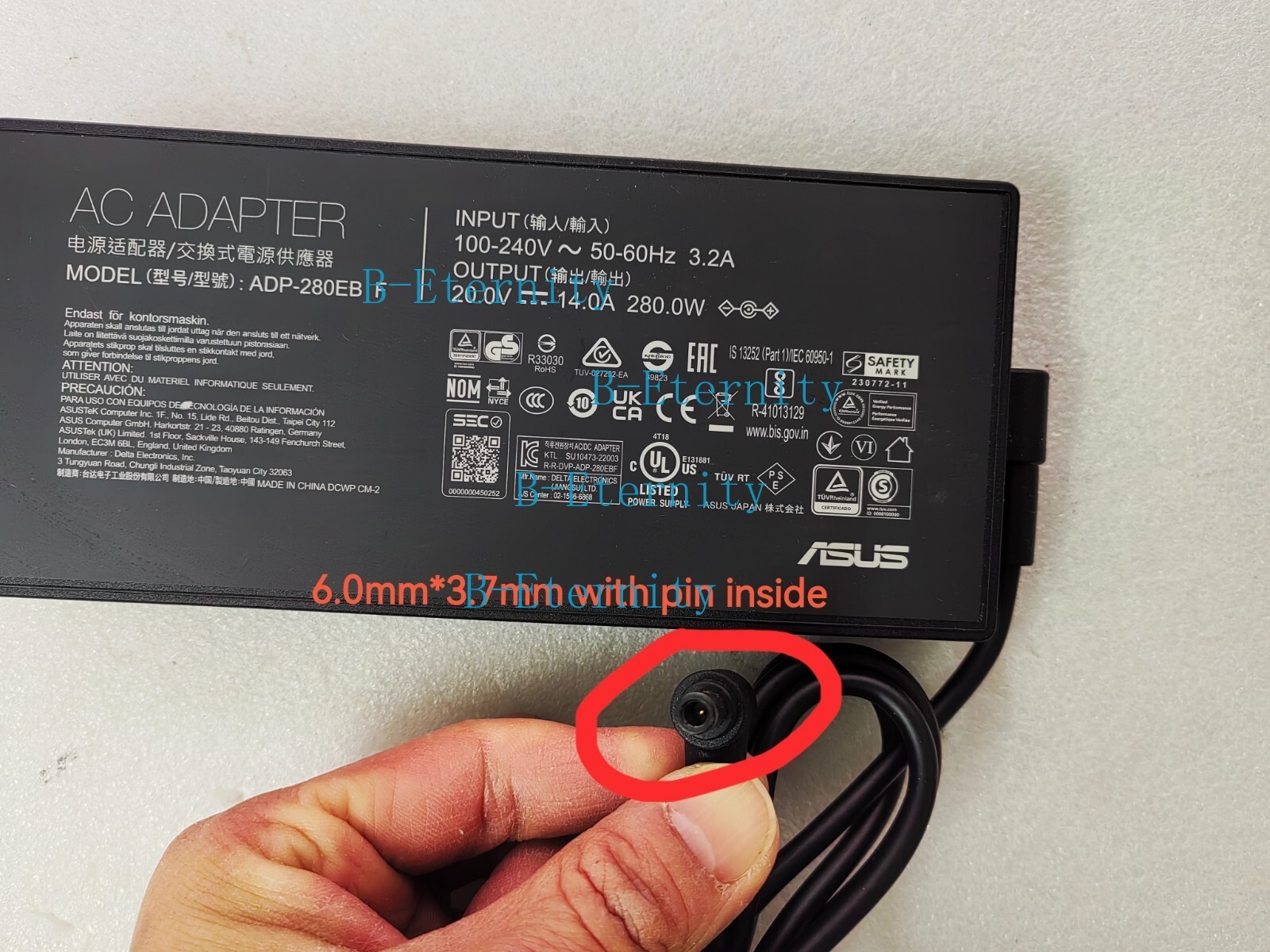 For Asus ROG Strix G18 (2025) G814FP OEM 20V 14A ADP-280EB F ø6.0 280W Adapter