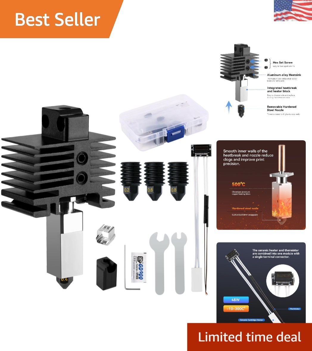 Bamboo Lab P1 Series Hardened Steel Hotend Kit - Precision Nozzles & Accessories