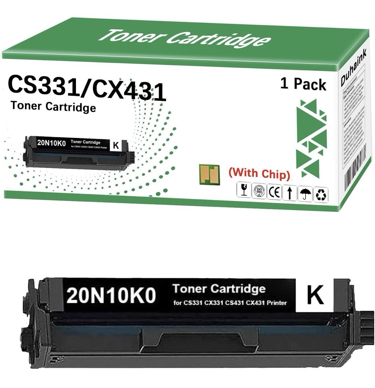 20N10K0 1 Pack Black Toner Compatible Cartridge for CS331 CX331 CS431 CX431