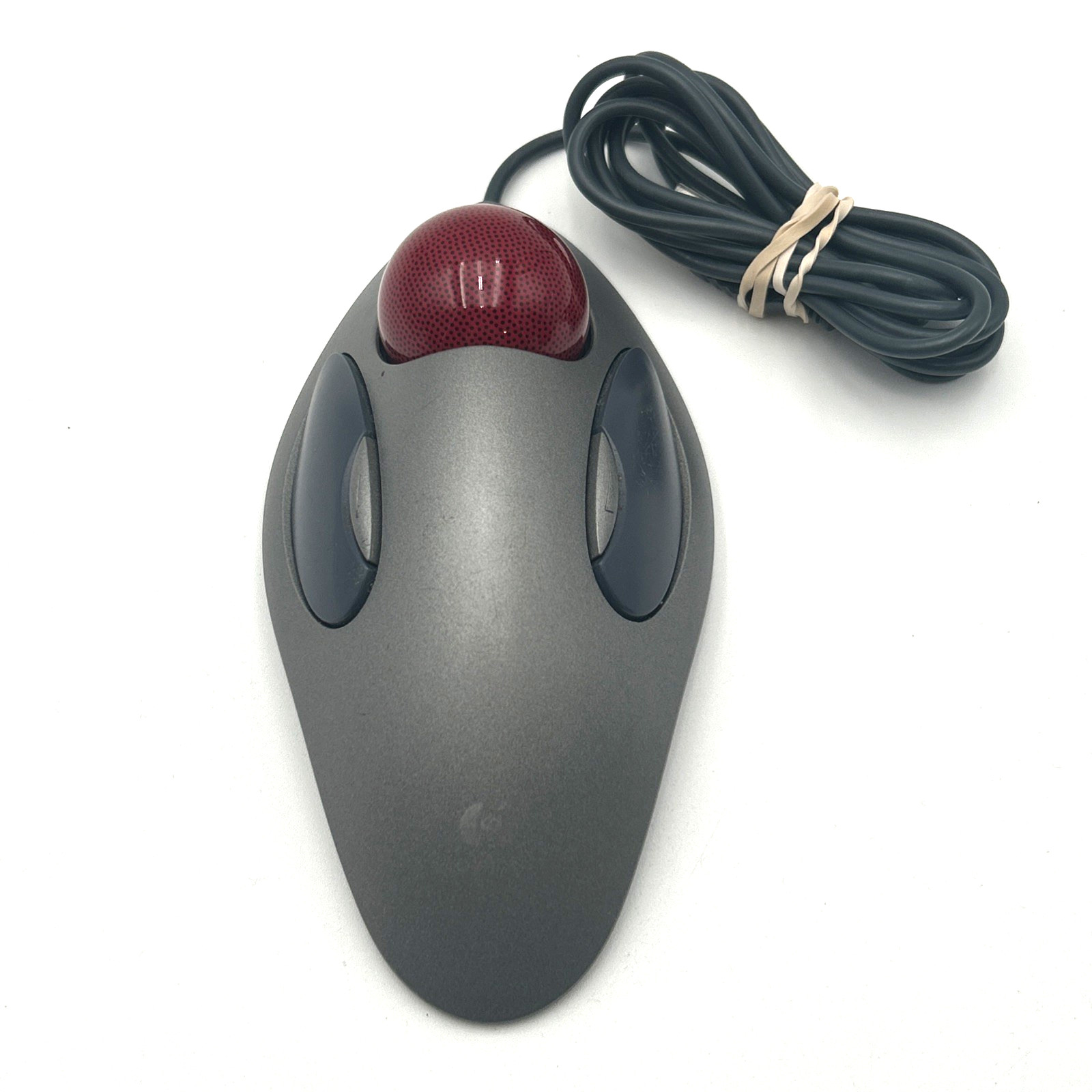 Logitech Marble Mouse T-BC21 USB Trackball Red Ball Vintage 2002 Tested Working
