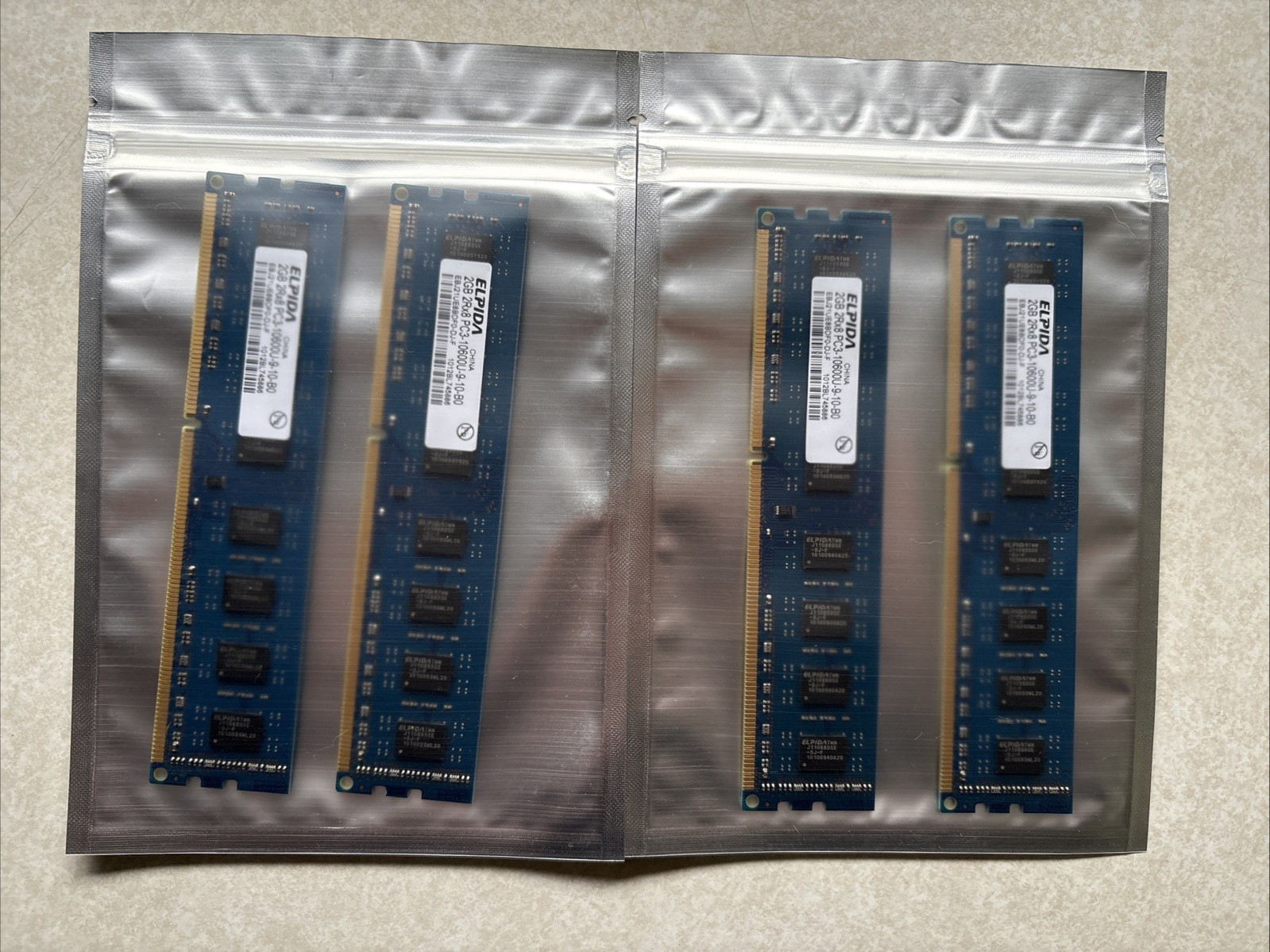LOT OF (4) Elpida 2GB 2Rx8 PC3-10600U RAM MEMORY EBJ21UE8BDF0-DJ-F - HOT DEAL