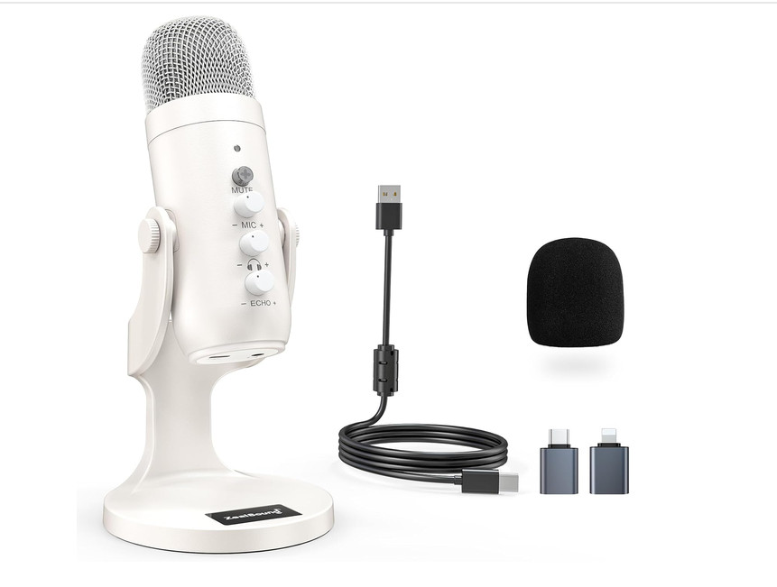  ZealSound Podcast Microphone for iPhone PC & Android with Noise Reduction | USB