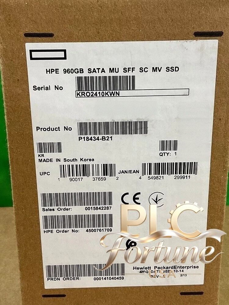 New HPE P18434-B21 960GB 2.5" SATA 6G RI SSD Gen10 Solid State Drive P18478-001