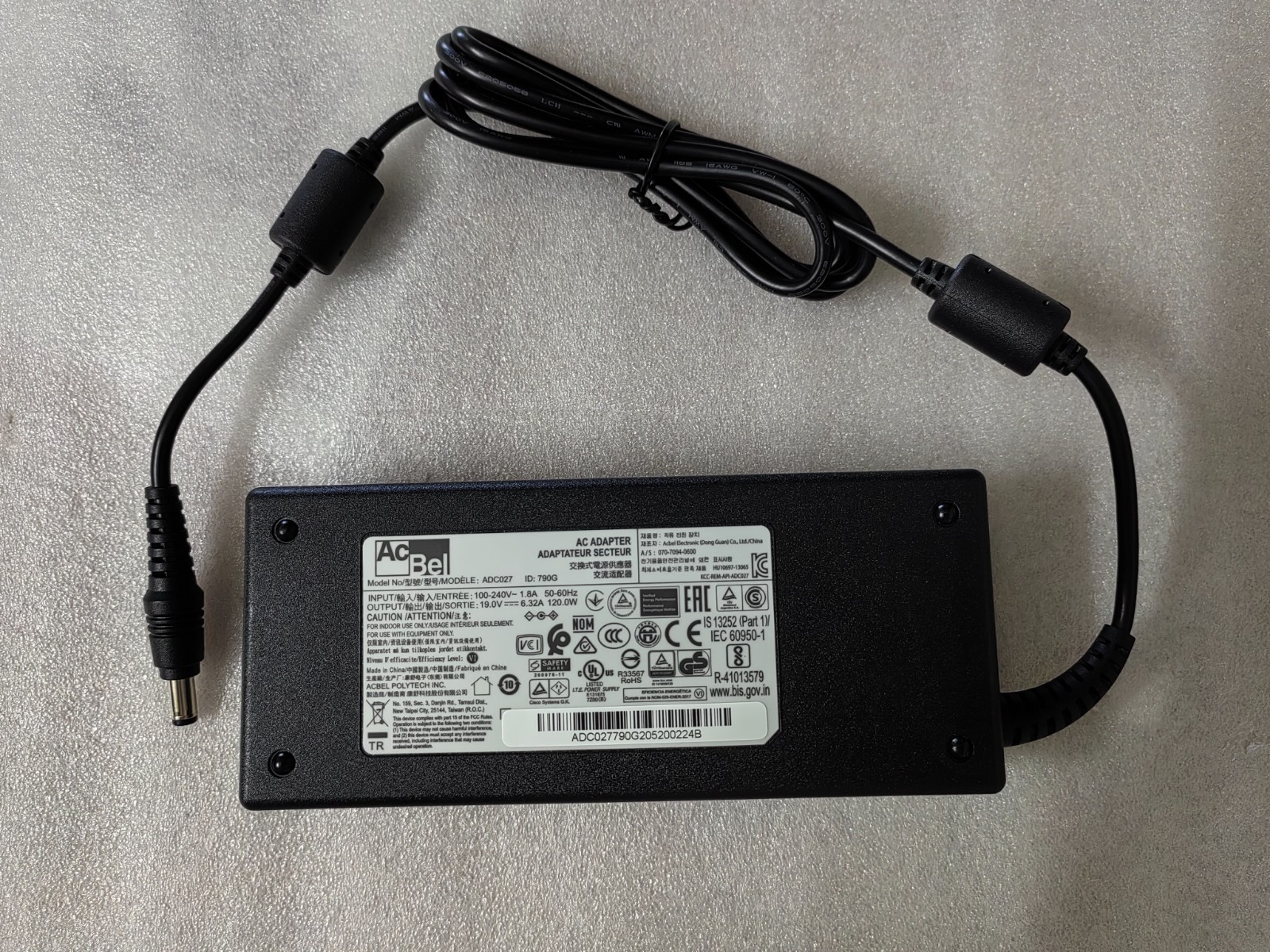 NEW Genuine AcBel 19V 6.32A 120W ADC027 790G For MSI GV62 7RC MS-16JD AC Adapter