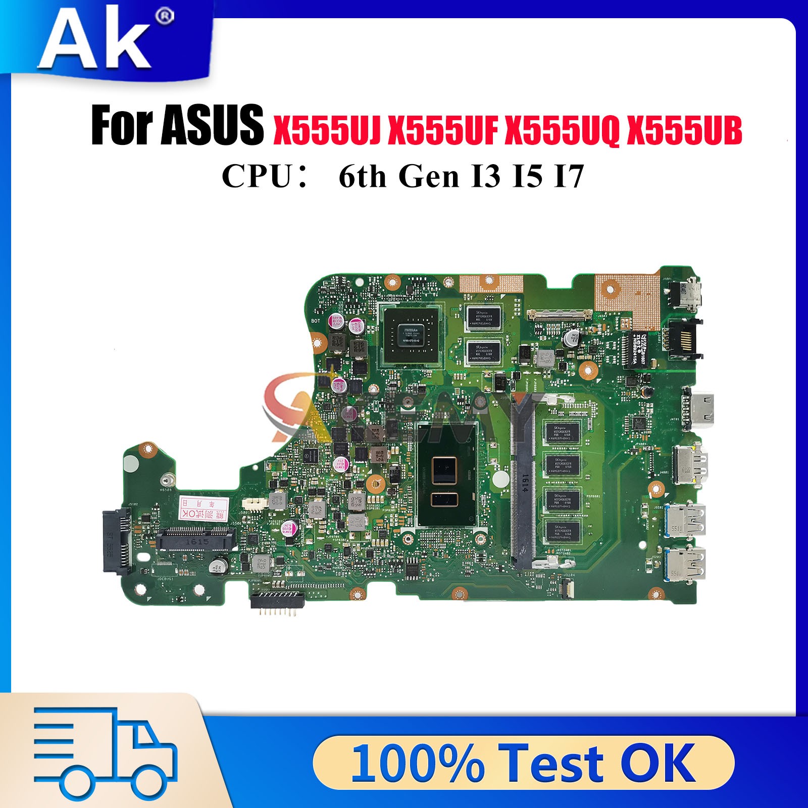 X555UJ Motherboard For ASUS X555UQ X555UB X555UF A555U K555U Mainboard W/CPU
