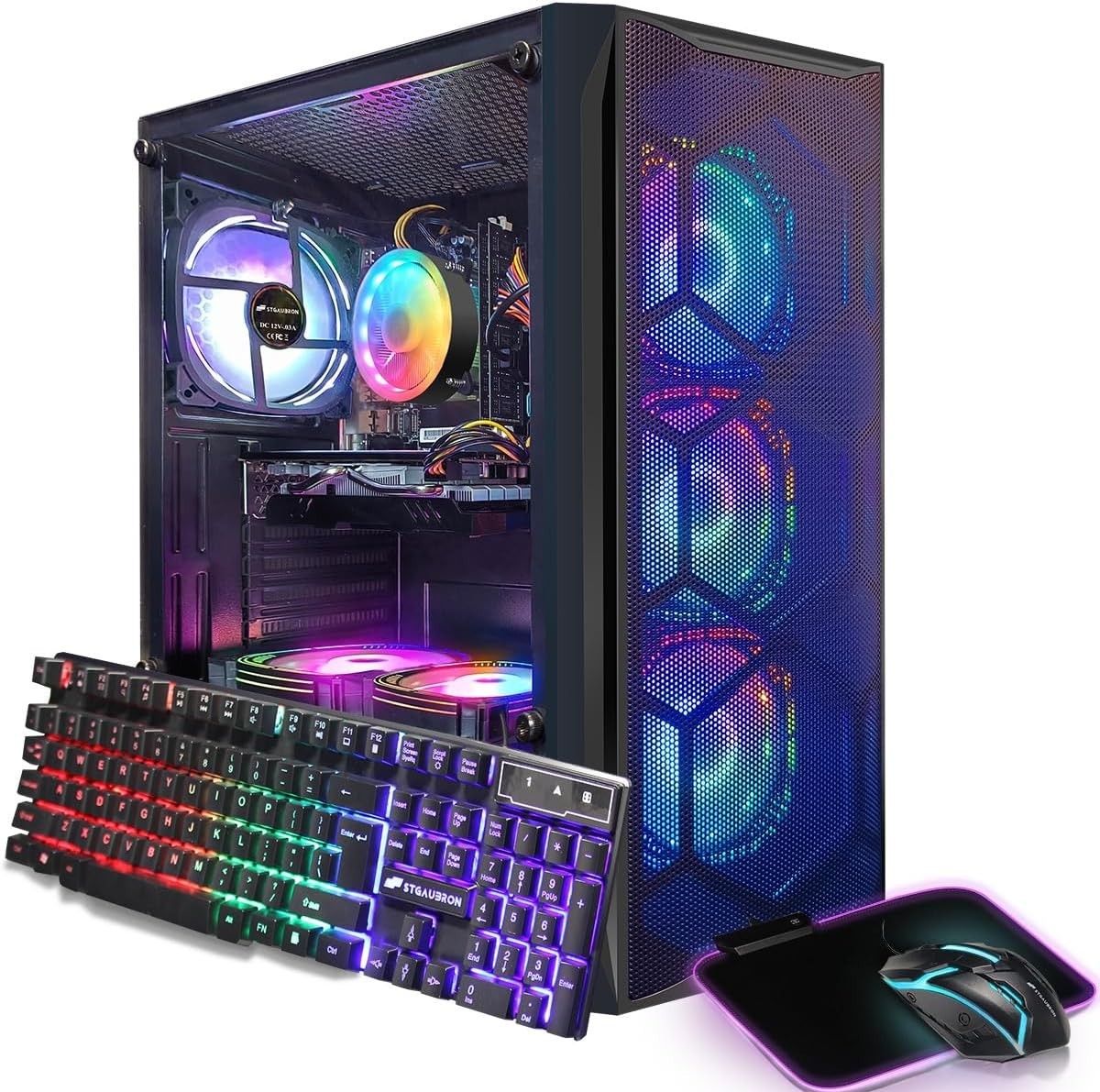 STGAubron Gaming PC Desktop,Core i7 up to 3.9GHz,RX 580, 16G, 512G,W11H