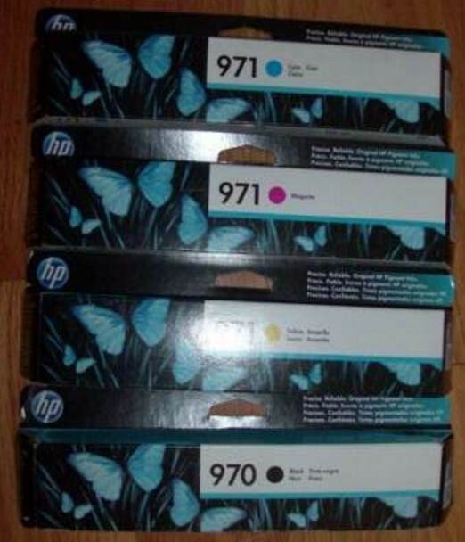 Set of 4 Genuine Factory Sealed HP 970 BLK 971 CYN MAG YEL Inkjets 2019