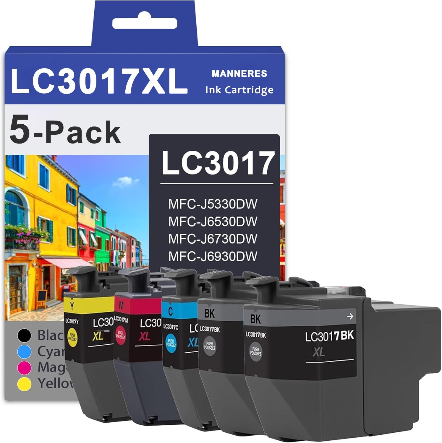 LC3017XL High Yield Ink Cartridges (5-Pack,2 Black/1 Cyan/1 Magenta/1 Yellow)...