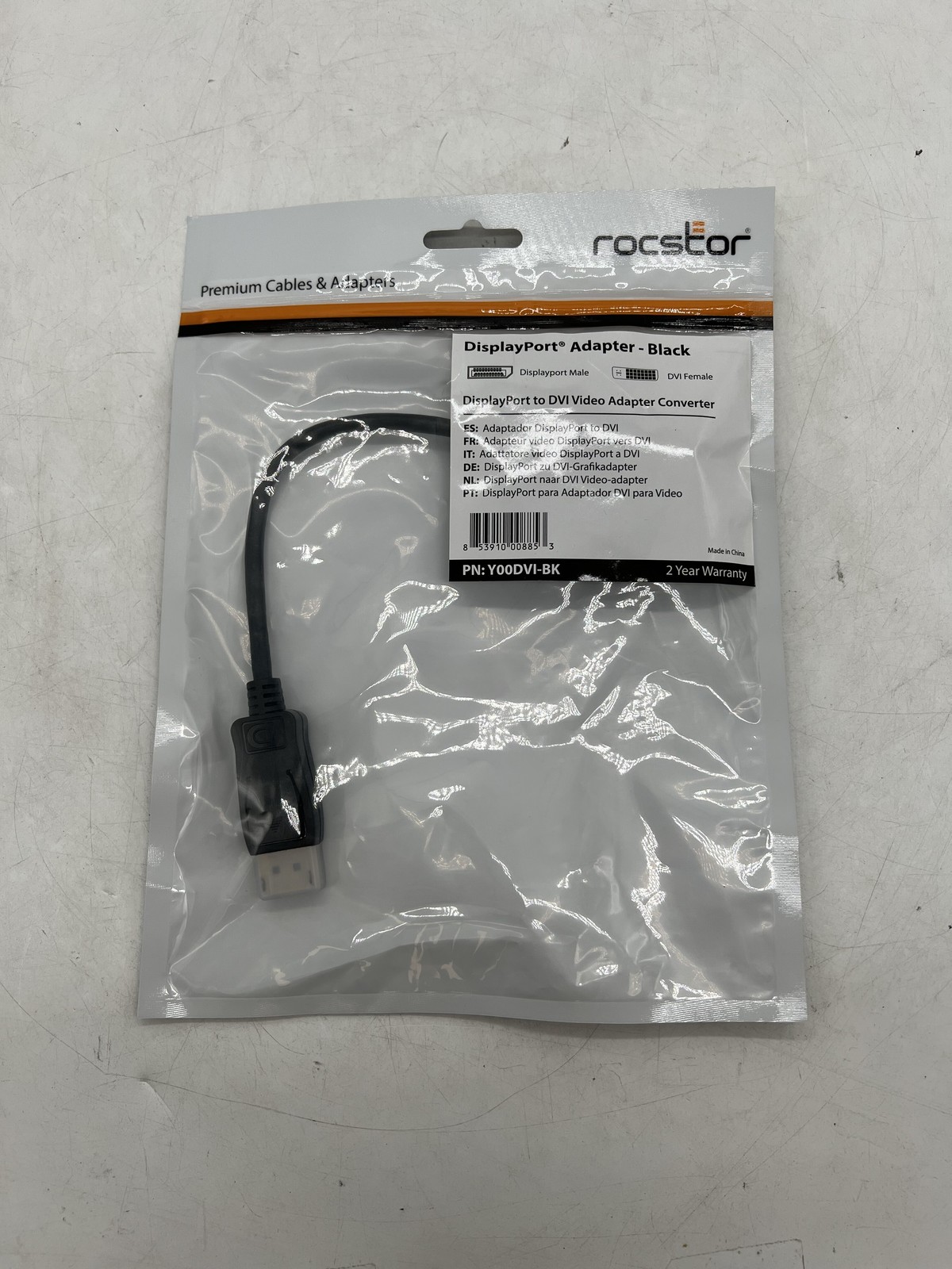 New Rocstor Y00DVI-BK 5.9" DisplayPort to DVI-D Audio/Video Adapter Black