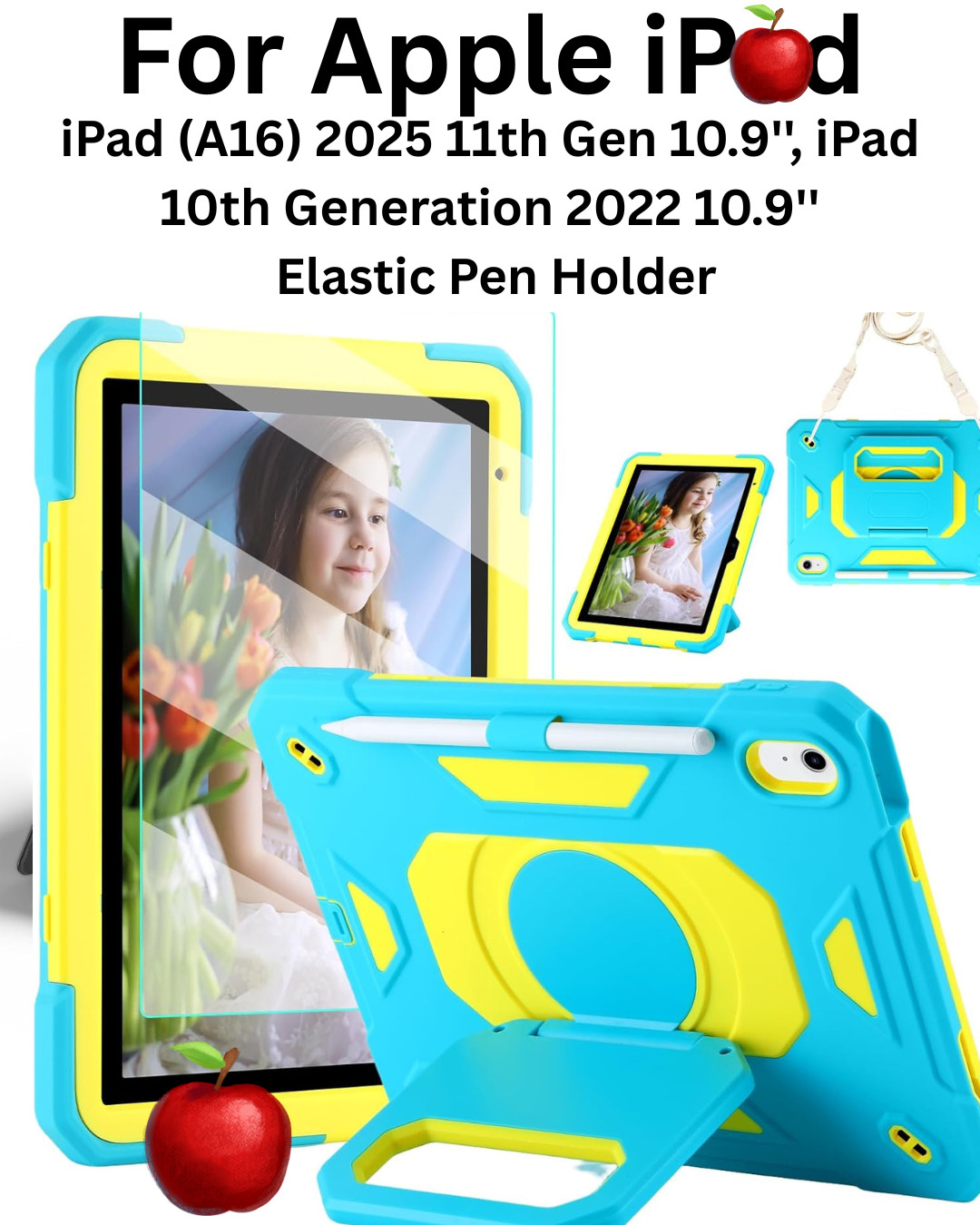 Heavy Duty iPad 11" A16 Case 10th Gen 10.9" Protective Cover Strap