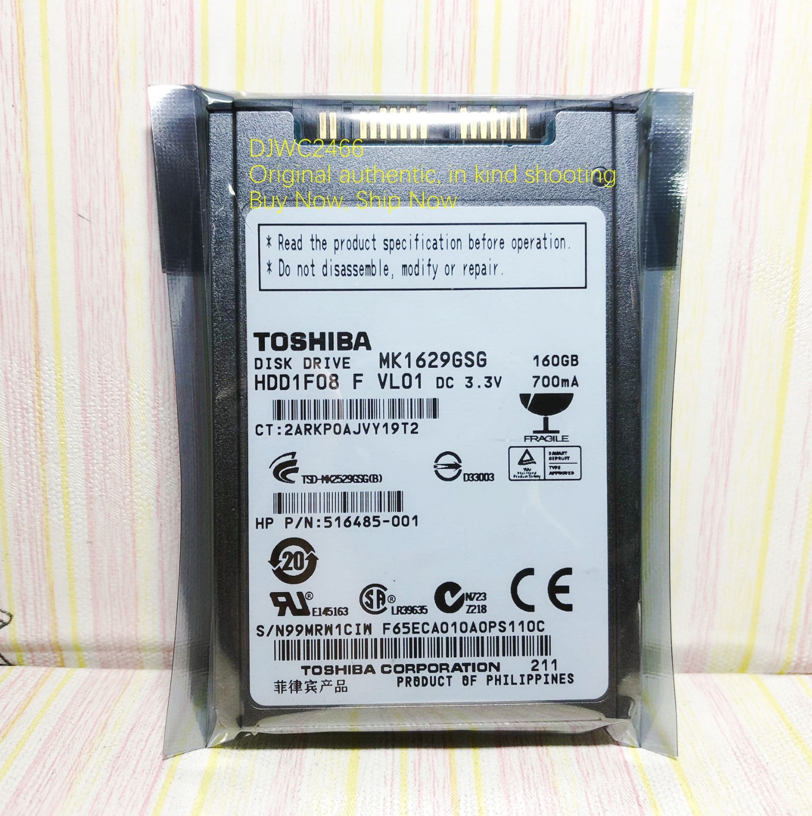 Toshiba MK1629GSG 160GB,Internal,5400RPM,1.8" (HDD1F08) HDD 
