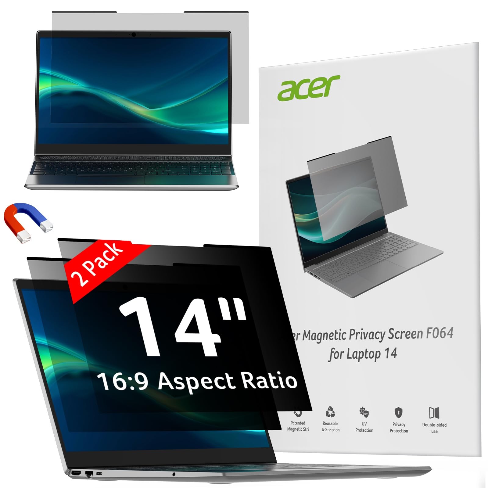 Acer 2-Pack B-14 Inch for Laptop, Laptop Privacy Screen 14" 16:9 Aspect