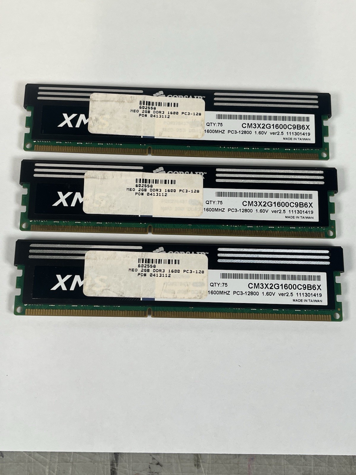Corsair XMS3 6GB 3x2GB DDR3-1600 PC3-12800 Desktop RAM CM3X2G1600C9B6X Untested