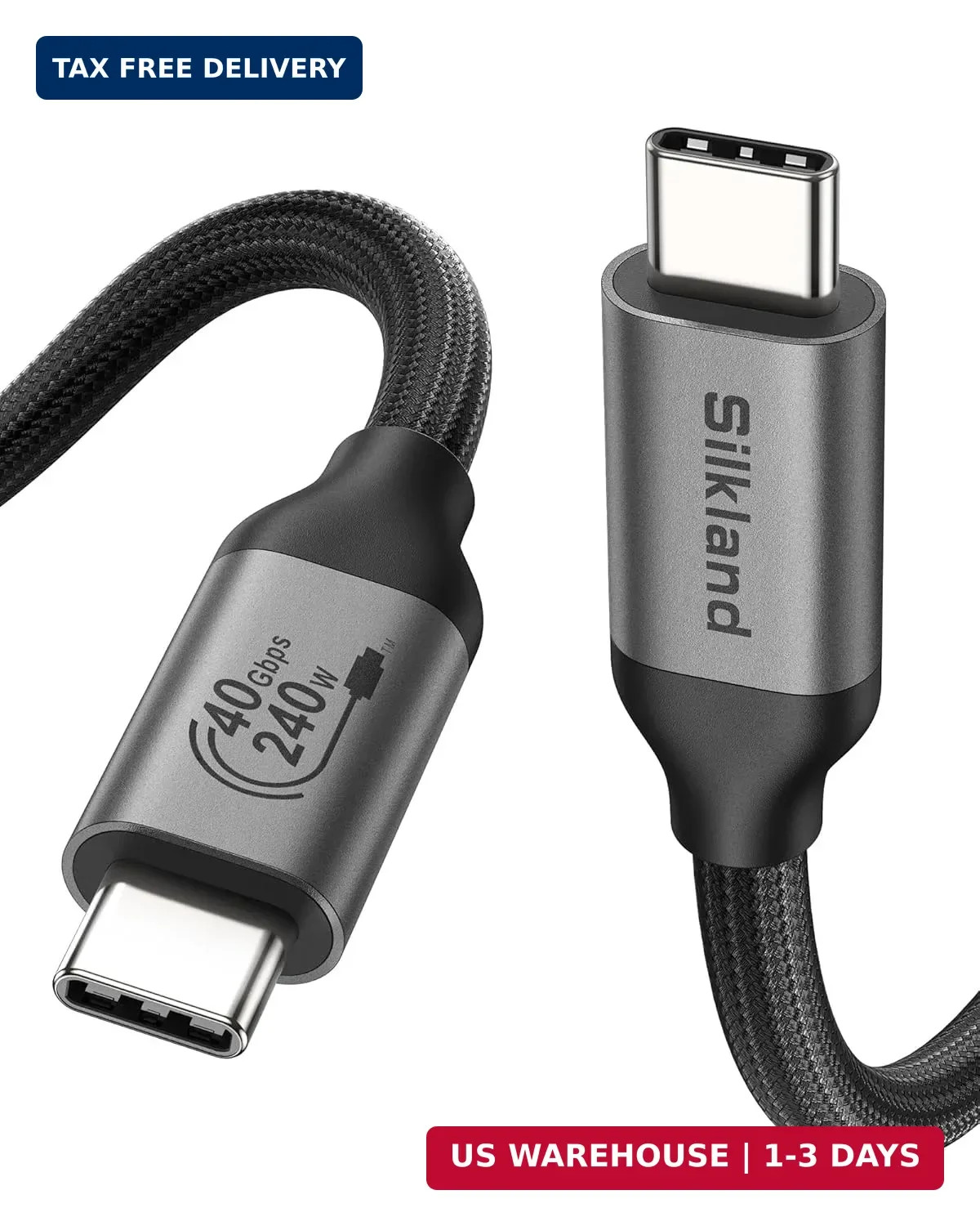 Silkland USB 4 for Thunderbolt 4 Cable 4FT, 40Gbps Data Sync, 8K/6K@60Hz, 240W C