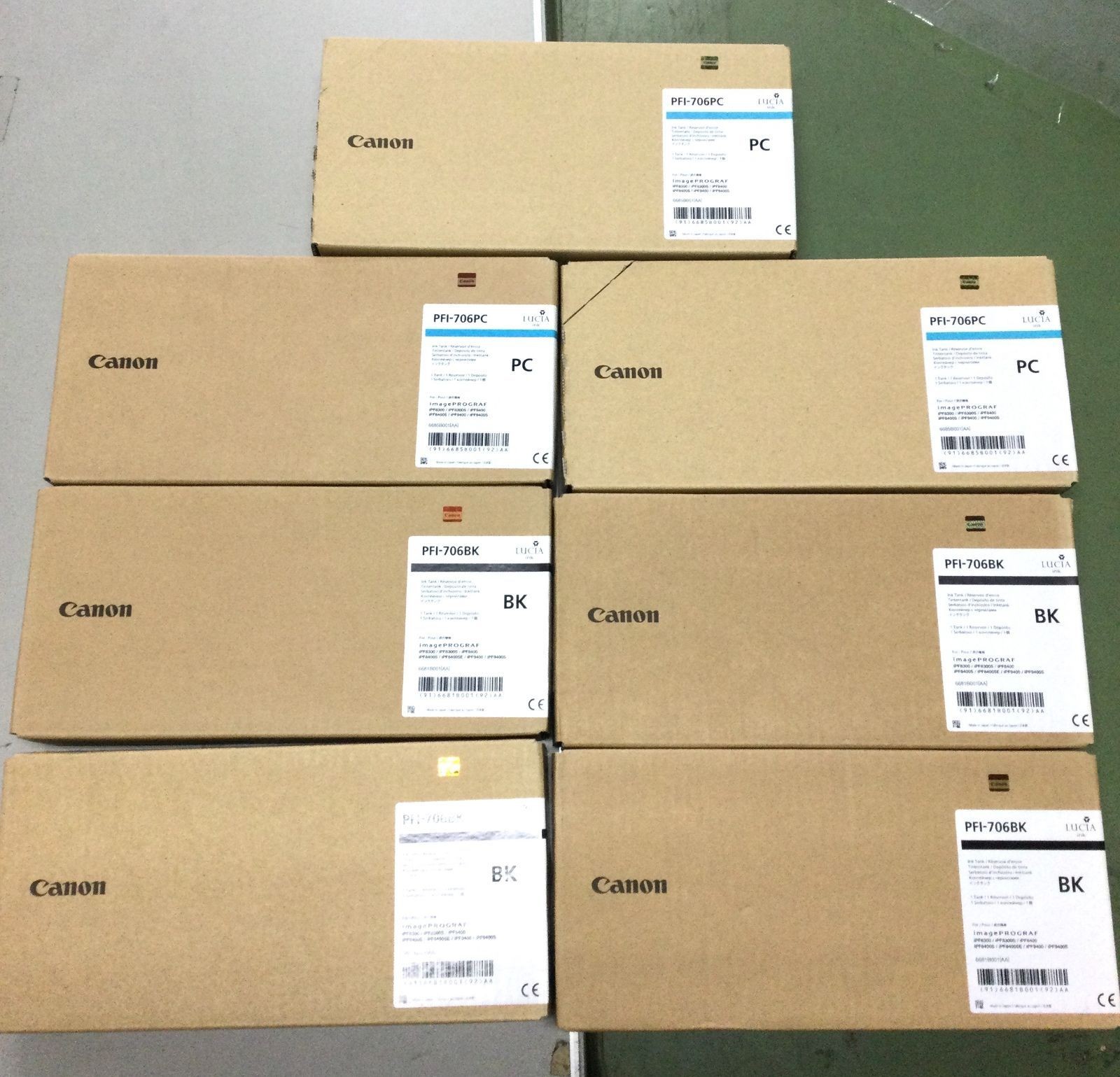 Canon PFI-706 Genuine Ink 7 Pack BK PC 700ml New Sealed Expired imagePROGRAF