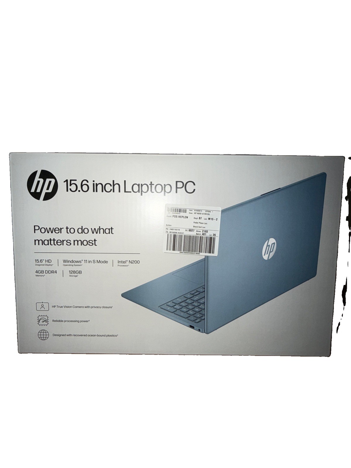 HP 15.6 inch HD Windows Laptop Intel Processor N200 4GB RAM 128GB Blue New
