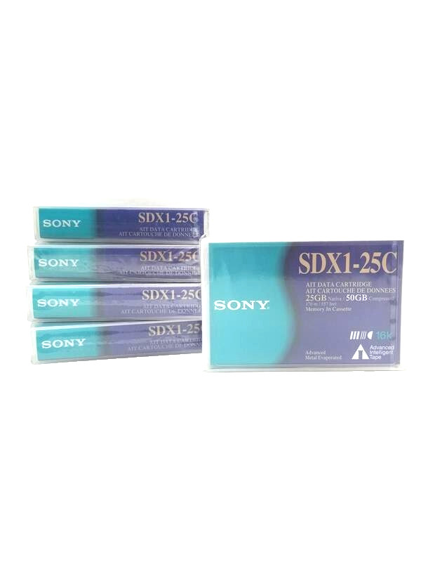 SONY: SDX1-25C; AIT 25GB/50GB AIT DATA CARTRIDGE_LOT of 5_FACTORY SEALED_