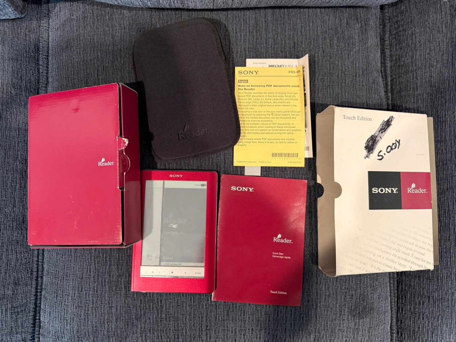 Sony Reader PRS-600 Digital E-Book Reader Red — AS IS