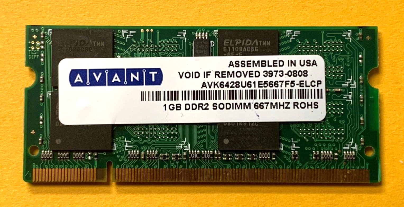 💥AVANT OWC 1GB DDR2 667MHZ RAM MEMORY AVK6428U61E5667F5-ELCP , OWC5300DDR2S1GB