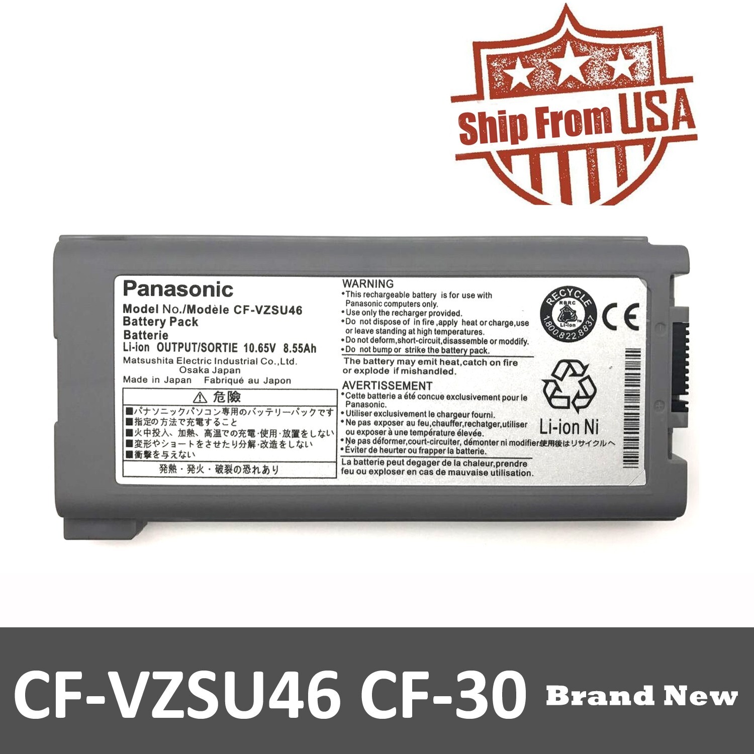 Genuine OEM CF-30 CF-53 CF-VZSU46 CFVZSU46 Battery for Panasonic Toughbook