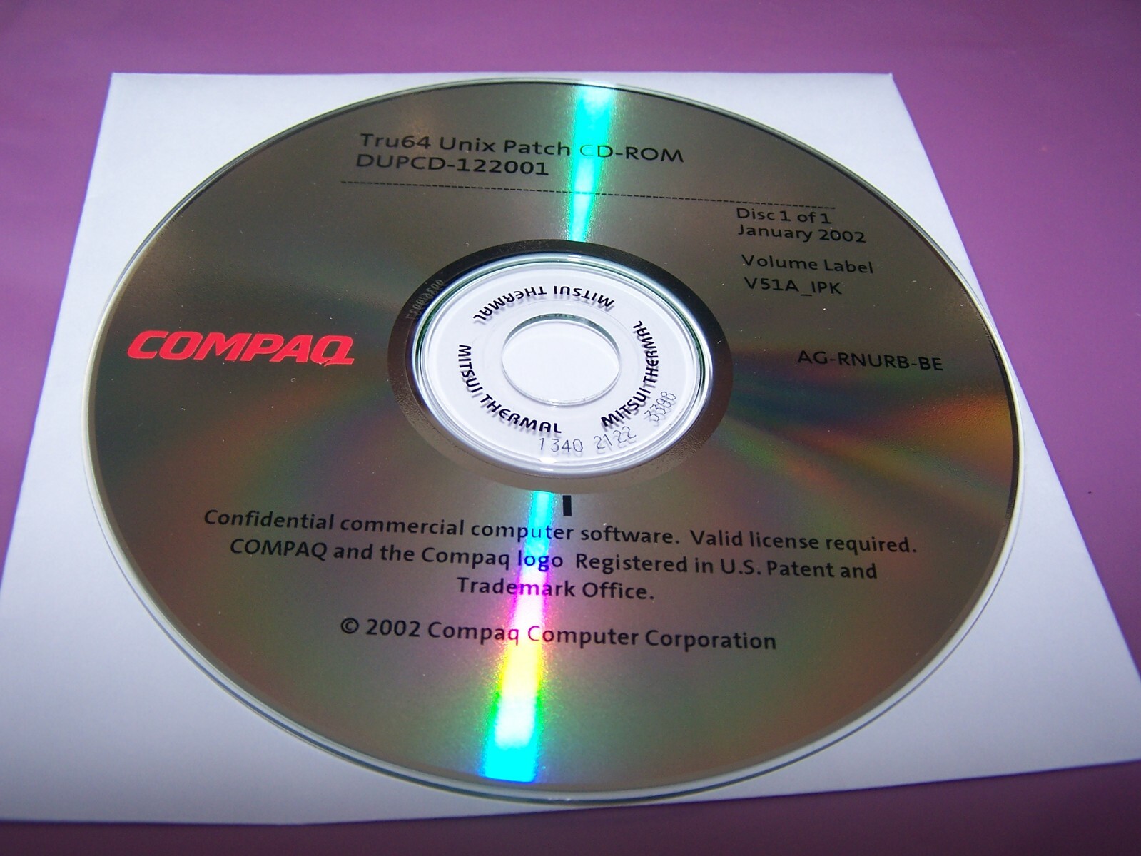 Compaq Tru64 Unix Patch CD-ROM January 2002