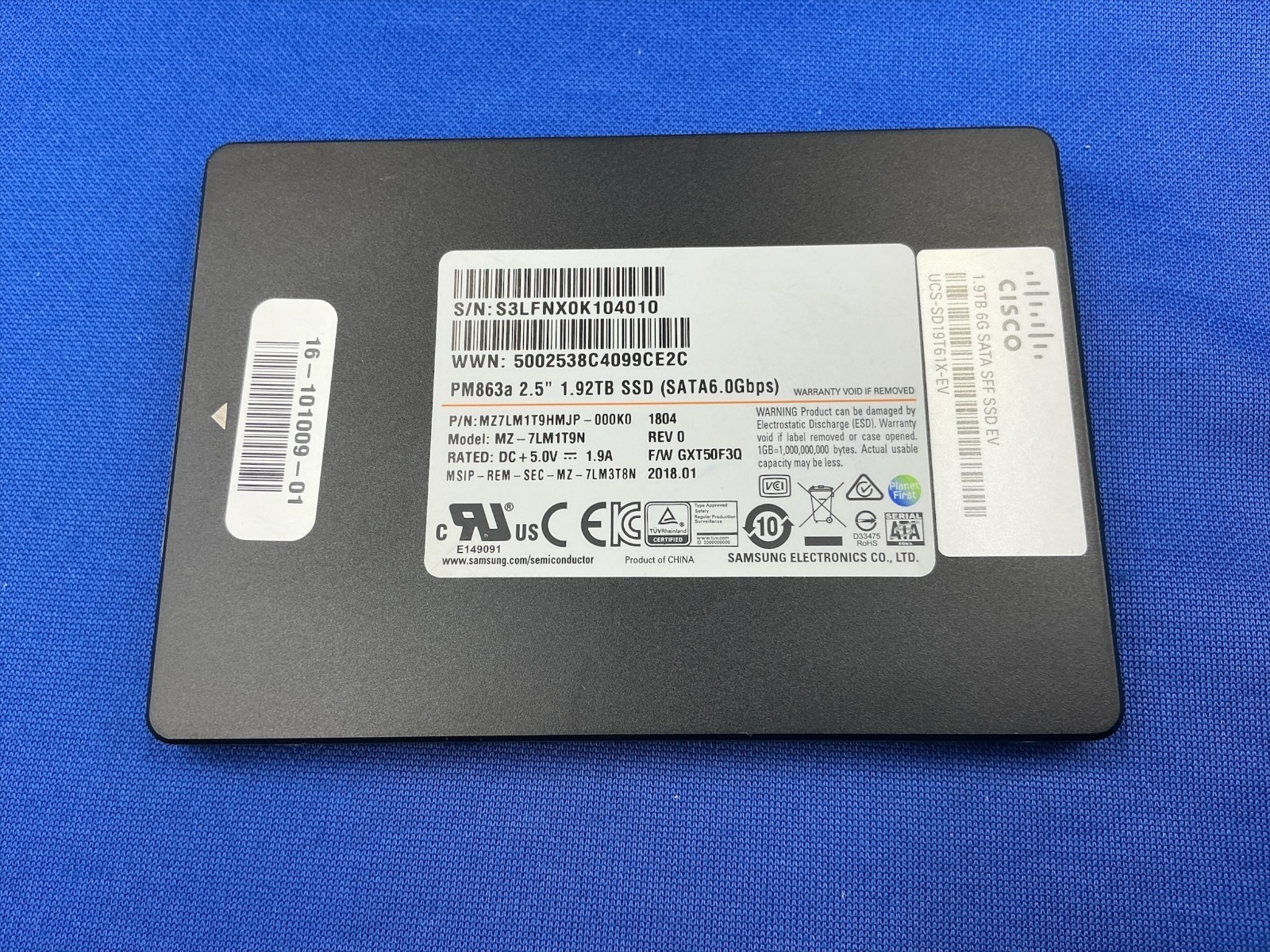 MZ-7LM1T9 CISCO Samsung PM863A Series 1.92TB 2.5 inch SATA3  SSD UCS-SD19T61X-EV