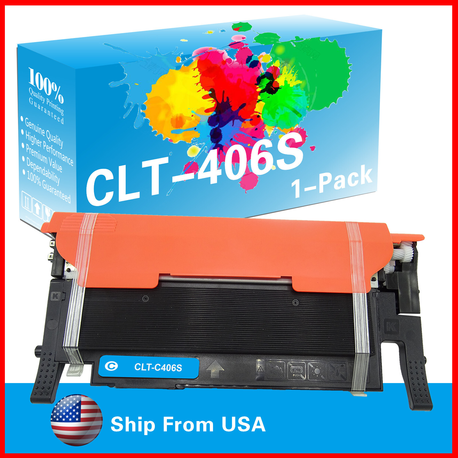 1PK CLT-406S Toner Cartridge CLT-C406S for C460 C467W Printer (Cyan)