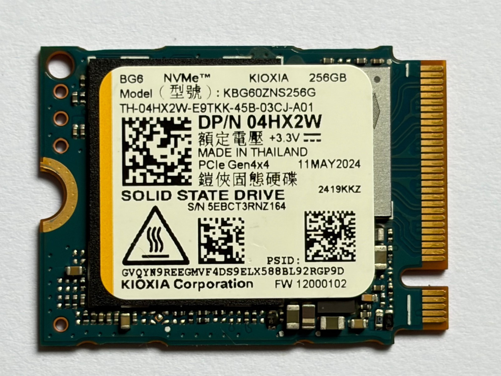 Kioxia KBG60ZNS256G 256GB NVMe SSD * 100% Health M.2 2230 PCIe Gen4 Steam Deck