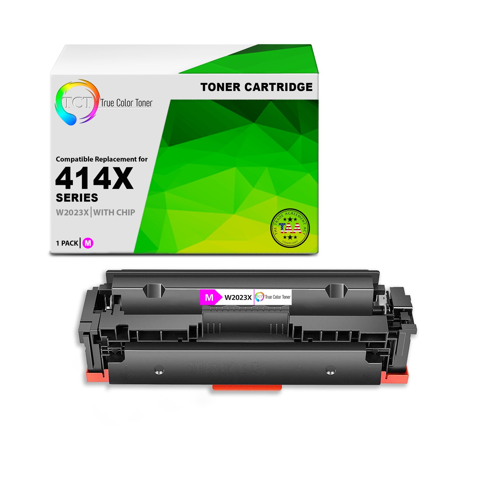 TCT W2023X TAA Compliant Toner Cartridge Replacement for HP W2023X - 414X