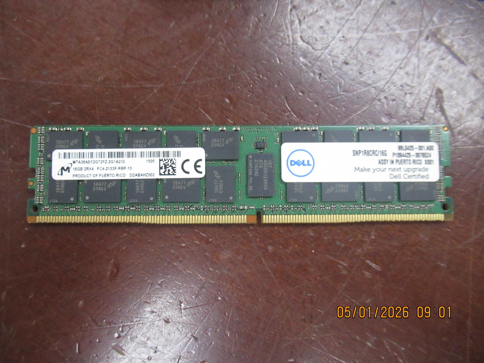 Micron MTA36ASF2G72PZ-2G1A2IG 16GB 2Rx4 PC4-2133P DDR4 Server Ram Memory