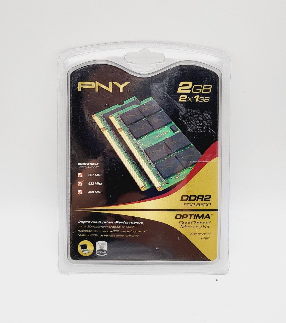 PNY 2 GB Kit (1GB each) DDR2 PC2-5300 Optima Dual Channel Memory Kit ( NEW)