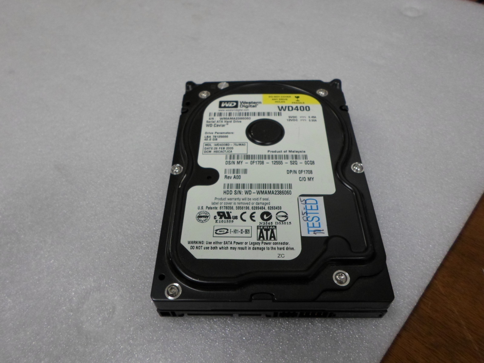 WESTERN DIGITAL WD400BD-75JMA0 DELL 0F1708 40GB SATA HDD