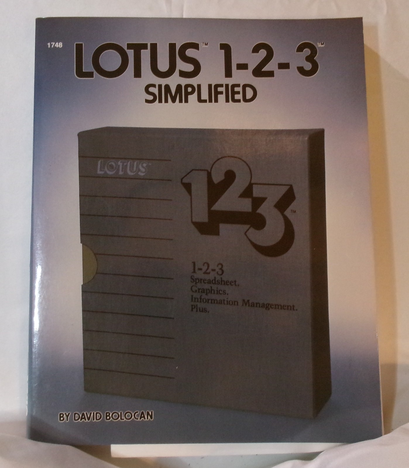 LOTUS 1-2-3 SIMPLIFIED by David Bolocan with 5" floppy disk VINTAGE 1984 Pub