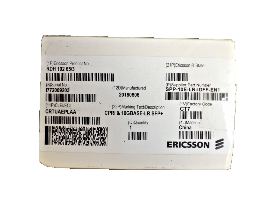 ERICSSON RDH 102 65/3 CPRI & 10GBASE-LR SFP+ Optical Transceiver
