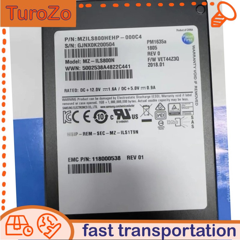 MZ1LS800HEHP-000C4 800GB SSD SAMSUNG SAS PM1635A F/W VET44Z3Q MZ-1LS800N