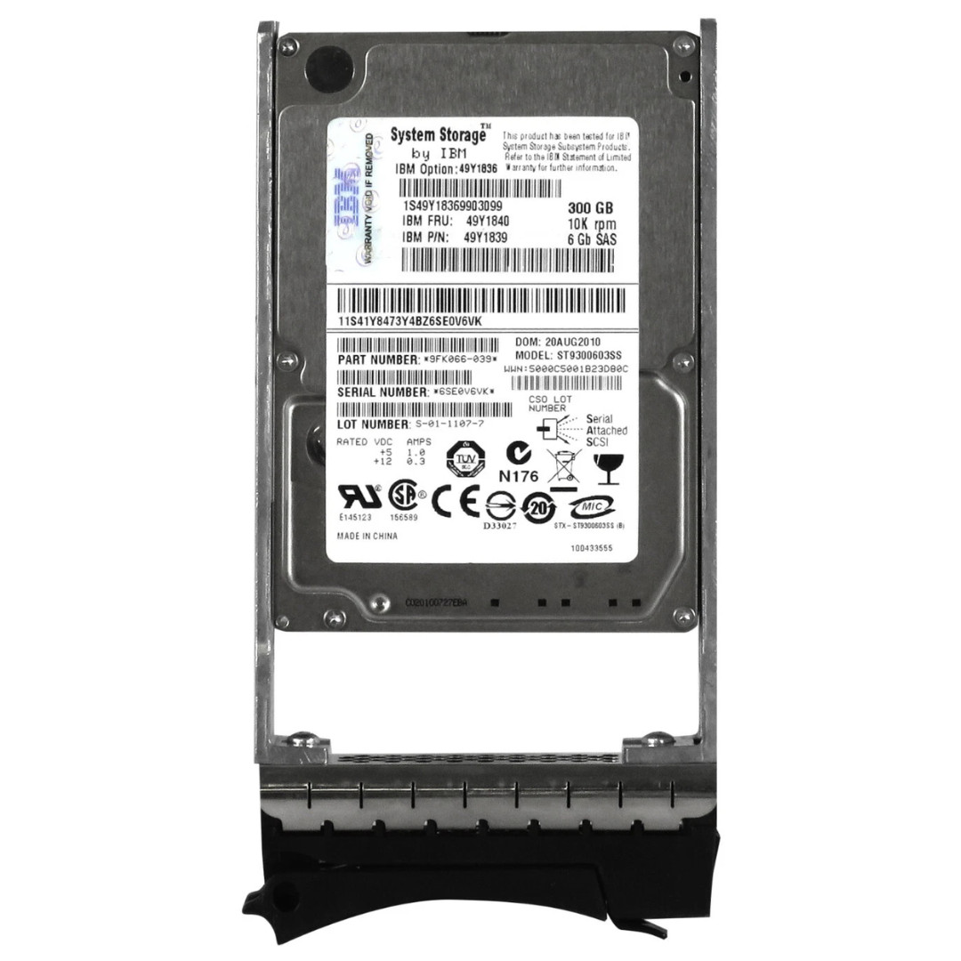 IBM / Lenovo 300GB 10K SAS 6Gb/s 2.5" SFF Enterprise HDD 49Y1840 49Y1839 49Y1836