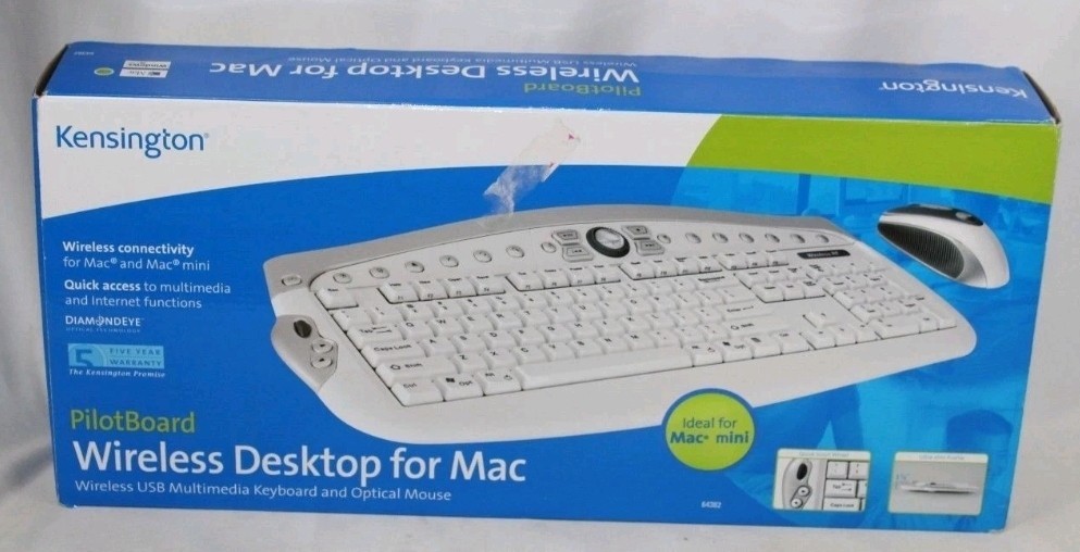 Kensington 64382 PilotBoard Wireless USB Desktop for Mac With Mouse - NEW Unused