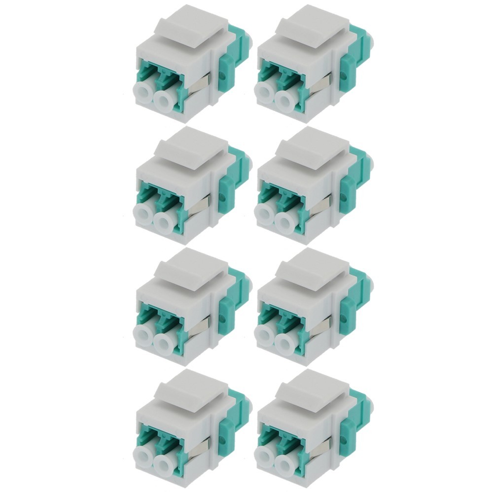 8x LC/UPC OM3 Duplex Multi Mode Fiber Optical Coupler Keystone Jack Snap-in Aqua