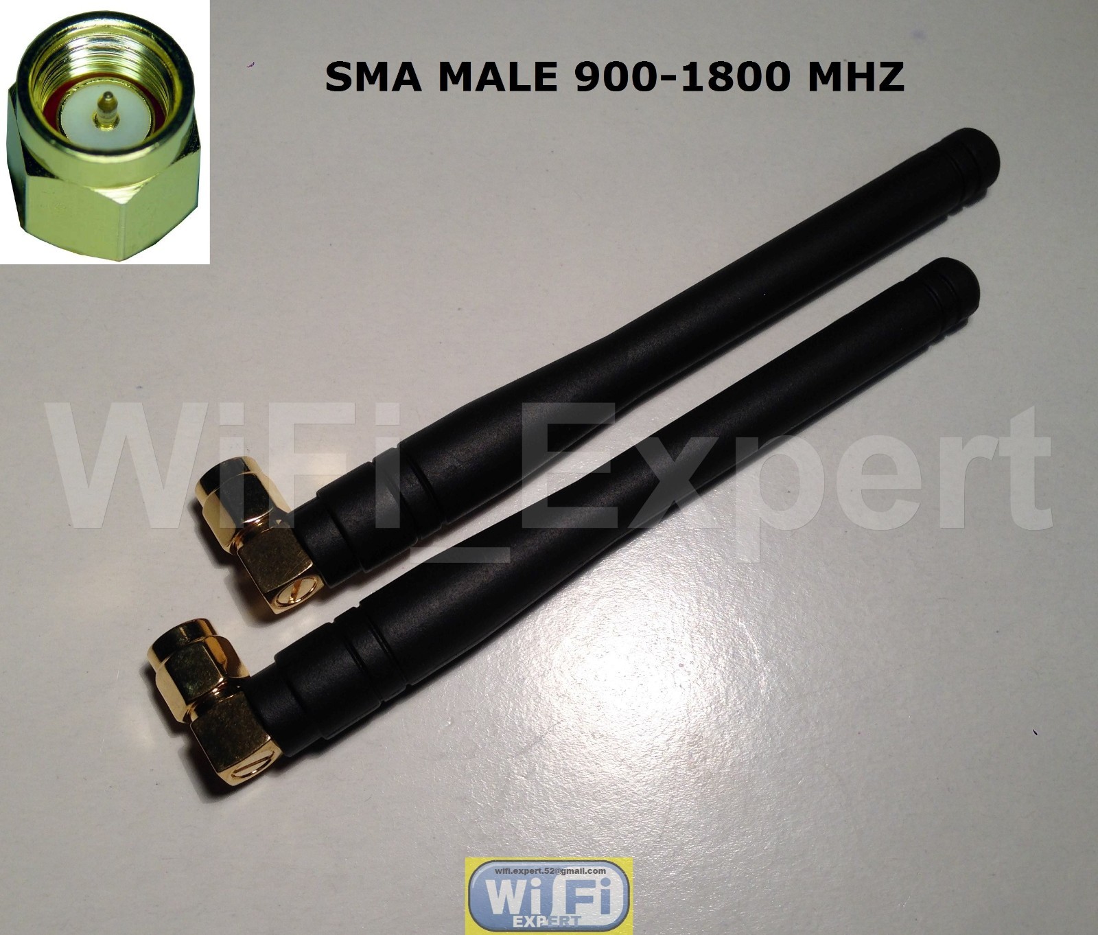 2 x HIGH GAIN 2 - 3dBi 900 - 1800 MHz SMA male Right angle GSM GPRS Antenna USA