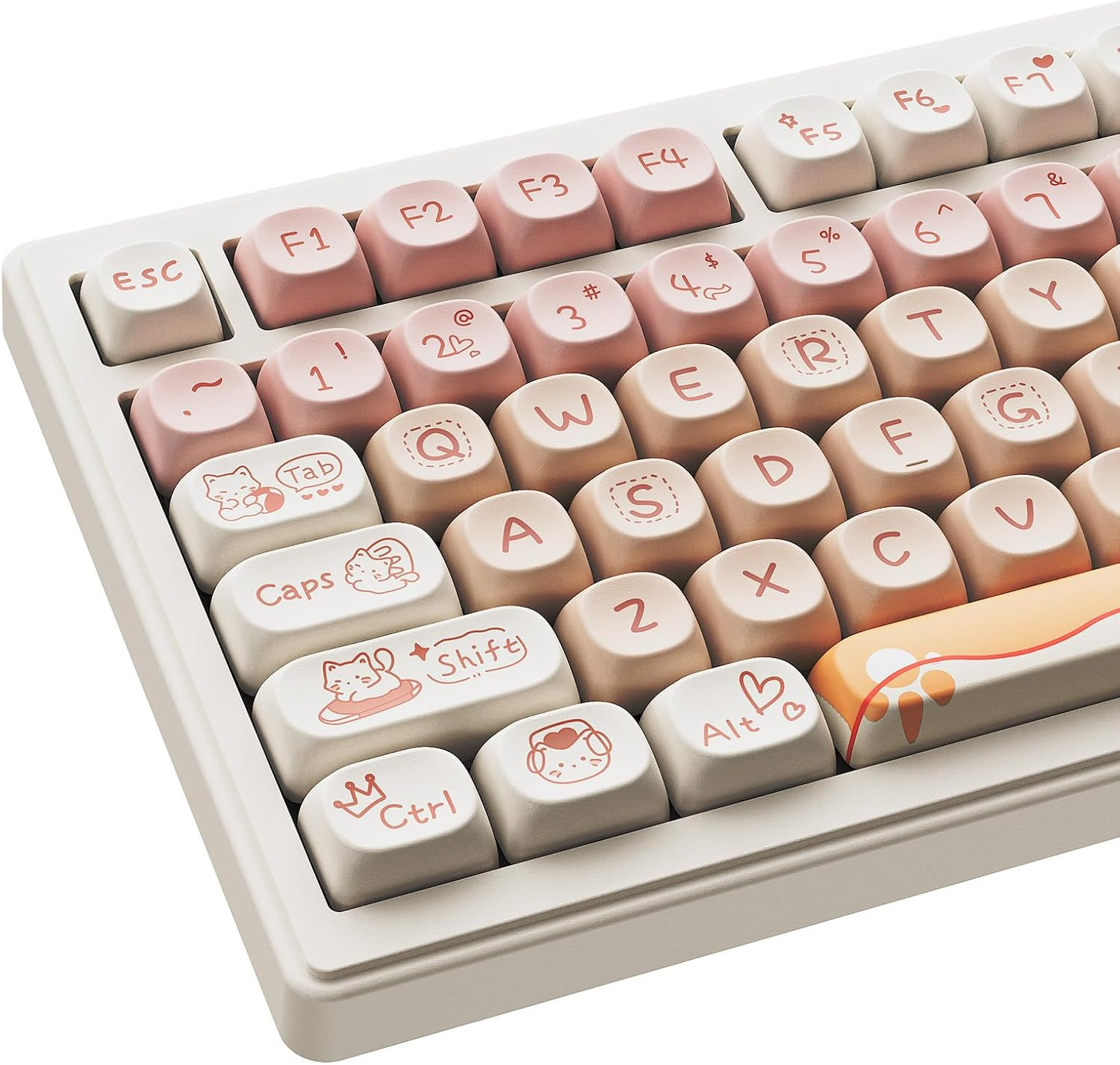 MOA Profile Keycaps - Cute Kitten Theme, PBT Key caps Dye-Sublimation, Custom...