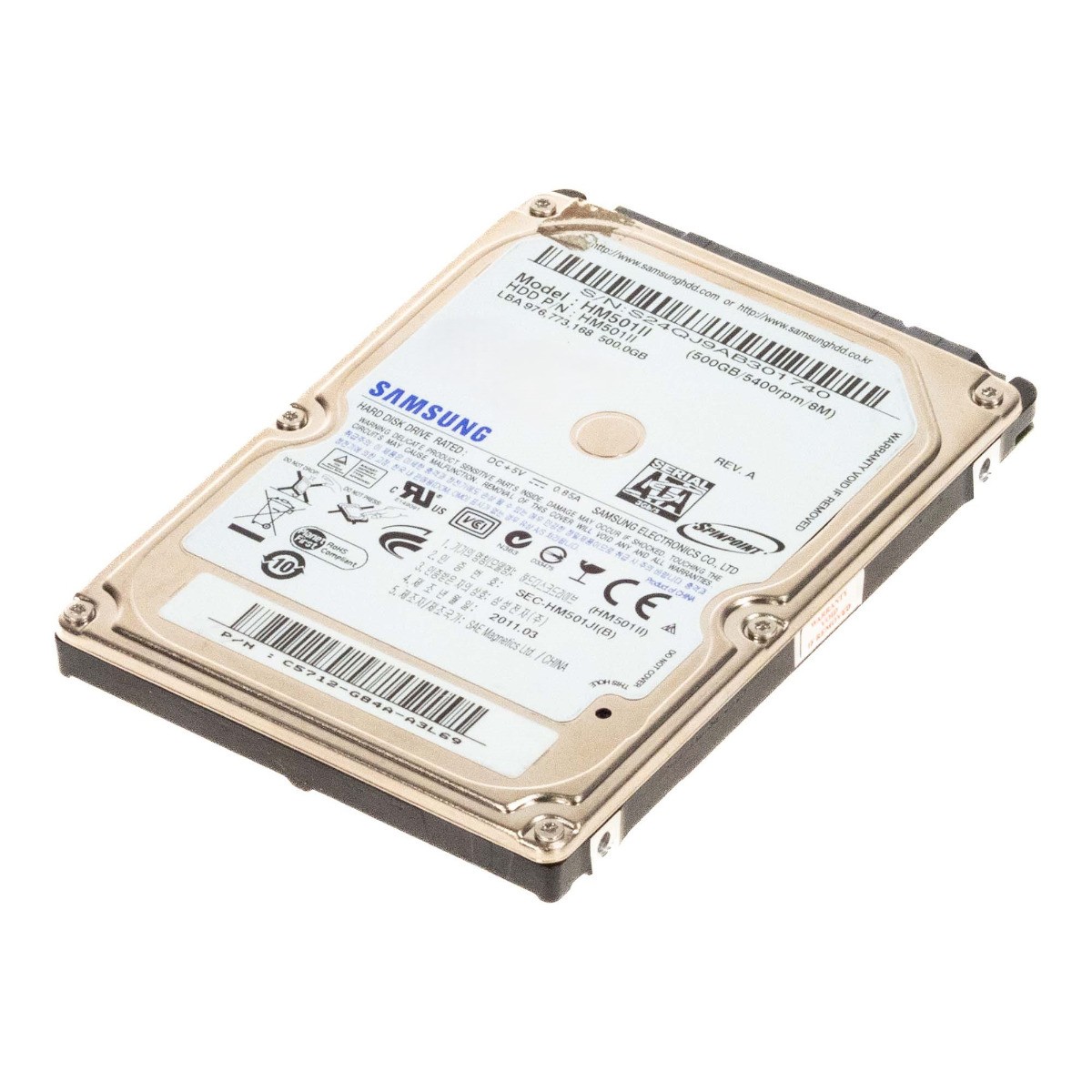 HARD DRIVE SAMSUNG SpinPoint M7E HM501II 500GB 5.4K 8MB SATA II 2.5'' 