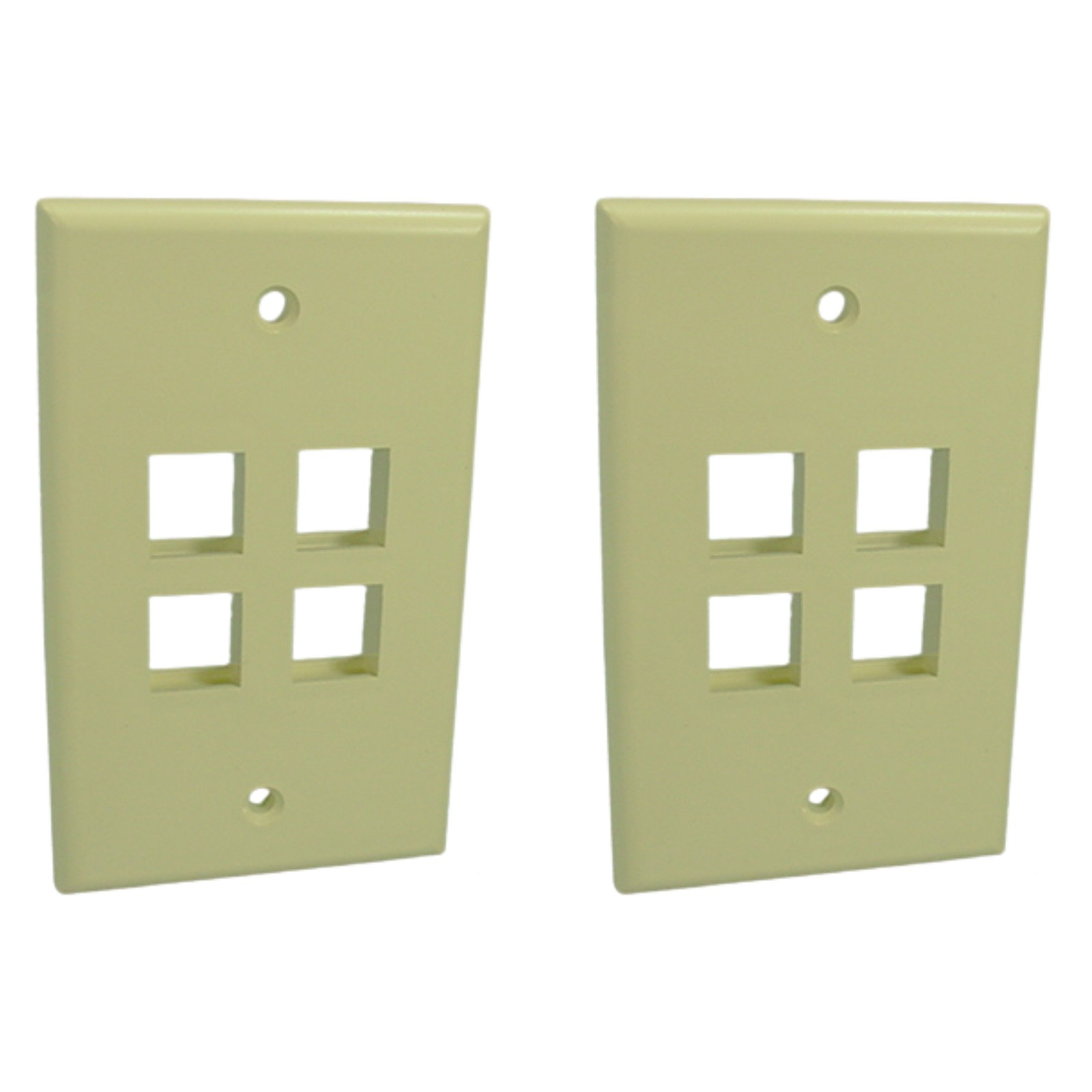 Leviton 41080-4IP Ivory 1-Gang 4-Port Unbreakable Nylon Wallplate Covers 2pcs