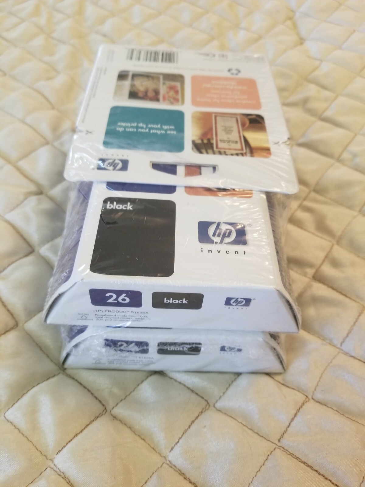 4 Genuine HP 26 OEM Black Printer Ink Cartridge 51626A Sealed Expired 8/2005