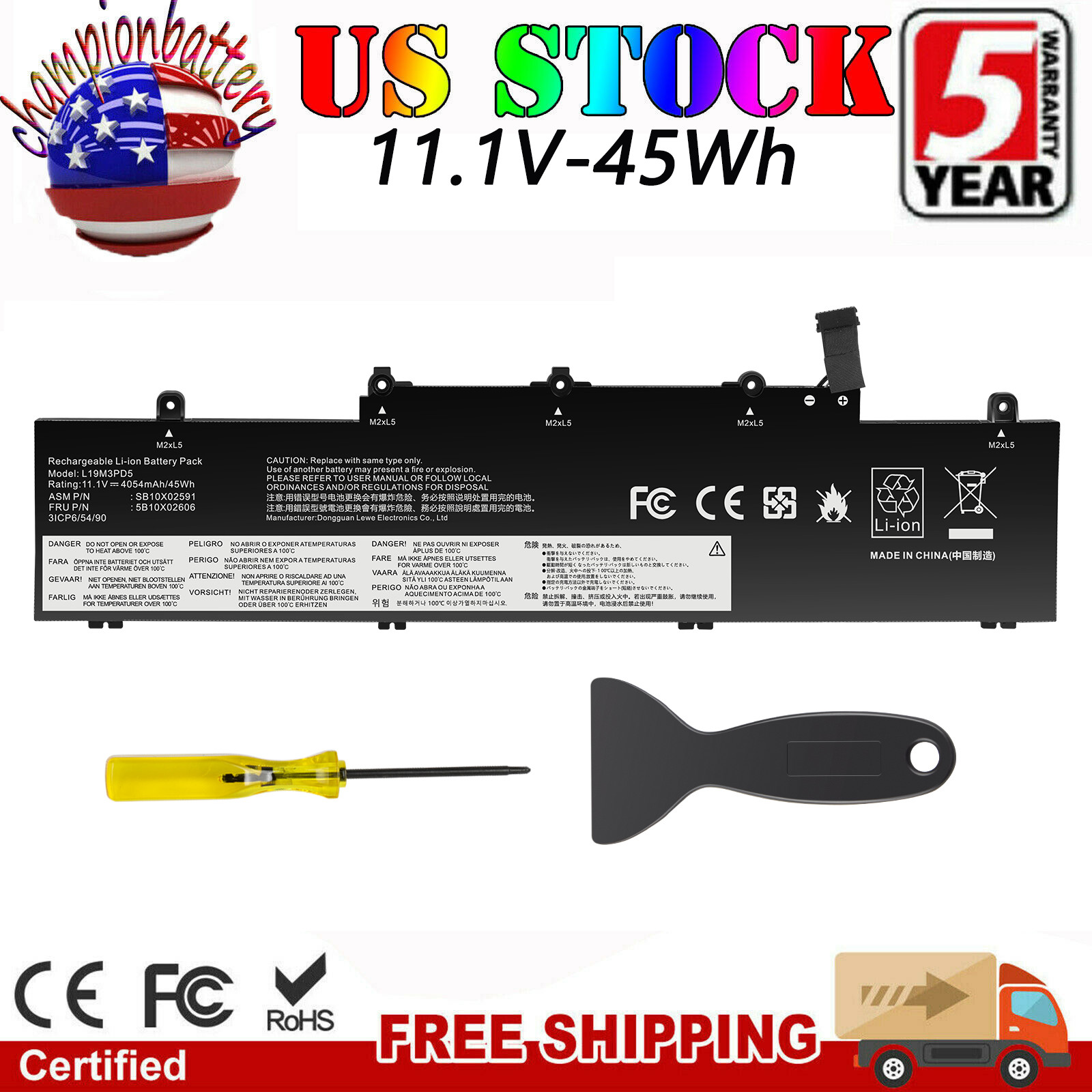 45Wh L19M3PD5 L19C3PD5 L19L3PD5 Laptop Battery For Lenovo Thinkpad E14 E15 Gen 2
