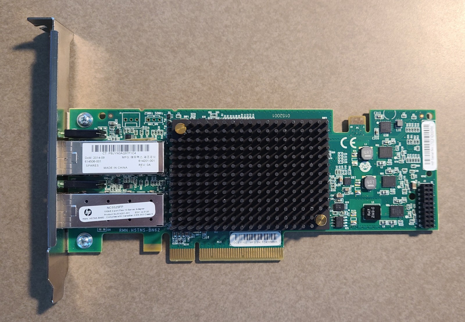 HP NC560SFP 10GB Dual Port PCIe Network Card Full Height Bracket - Used, Tested