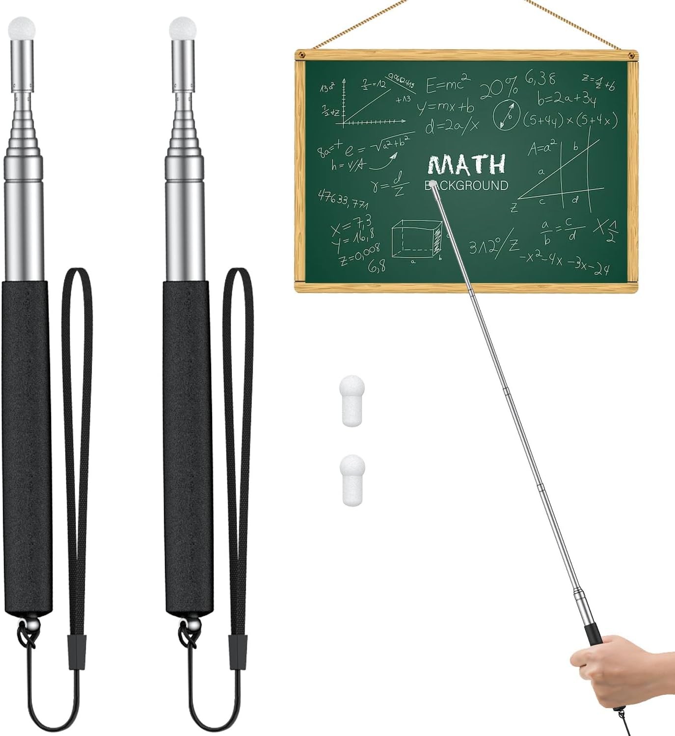 Uniclife 2 Pack Retractable Teacher Pointer Stick for Classroom Telescopic... 