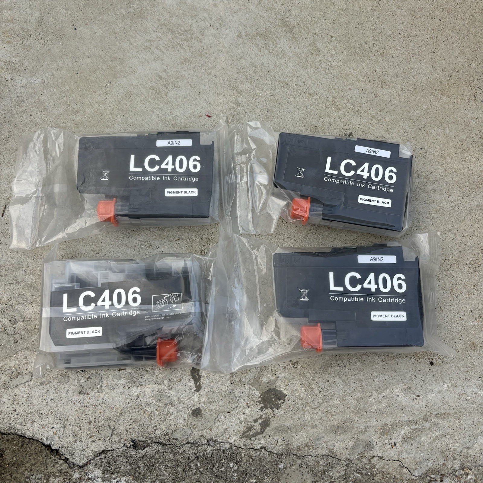 4 Pack LC406 Compatible Ink Cartridges Pigment Black Sealed Replacement New